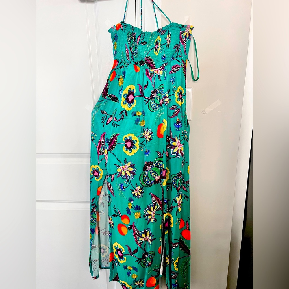 Maeve by Anthropologie turquoise strapless dress